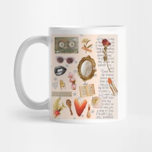 Vintage Old Money Aesthetic Collage Print Light Peach Mug